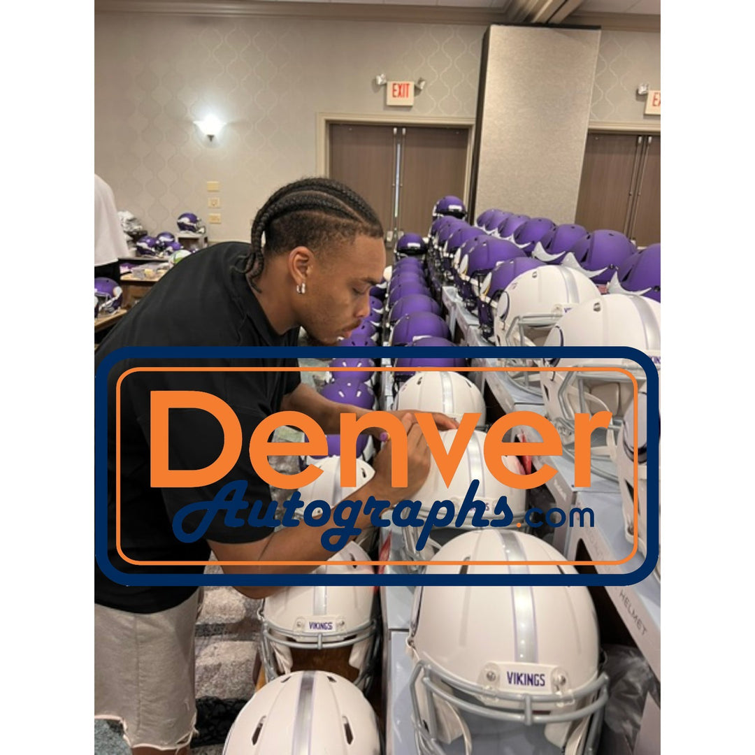 Justin Jefferson Autographed Minnesota Vikings Pro 2024 ALT Helmet Beckett 57902