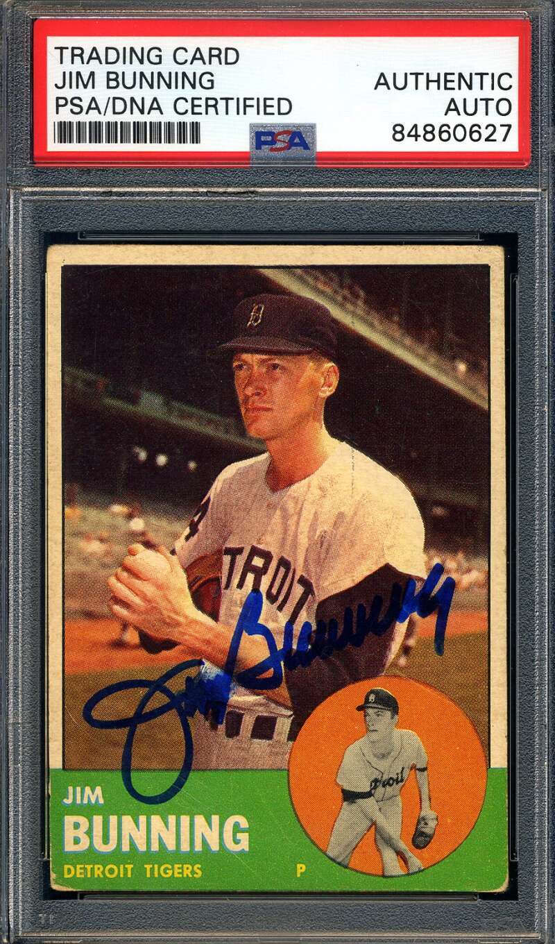 Jim Bunning PSA DNA Coa Signed 1963 Topps Autograph