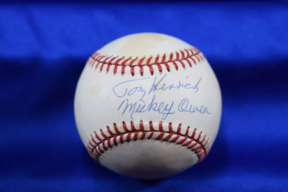Tom Henrich Mickey Owen PSA DNA Autograph National League ONL Signed Baseball