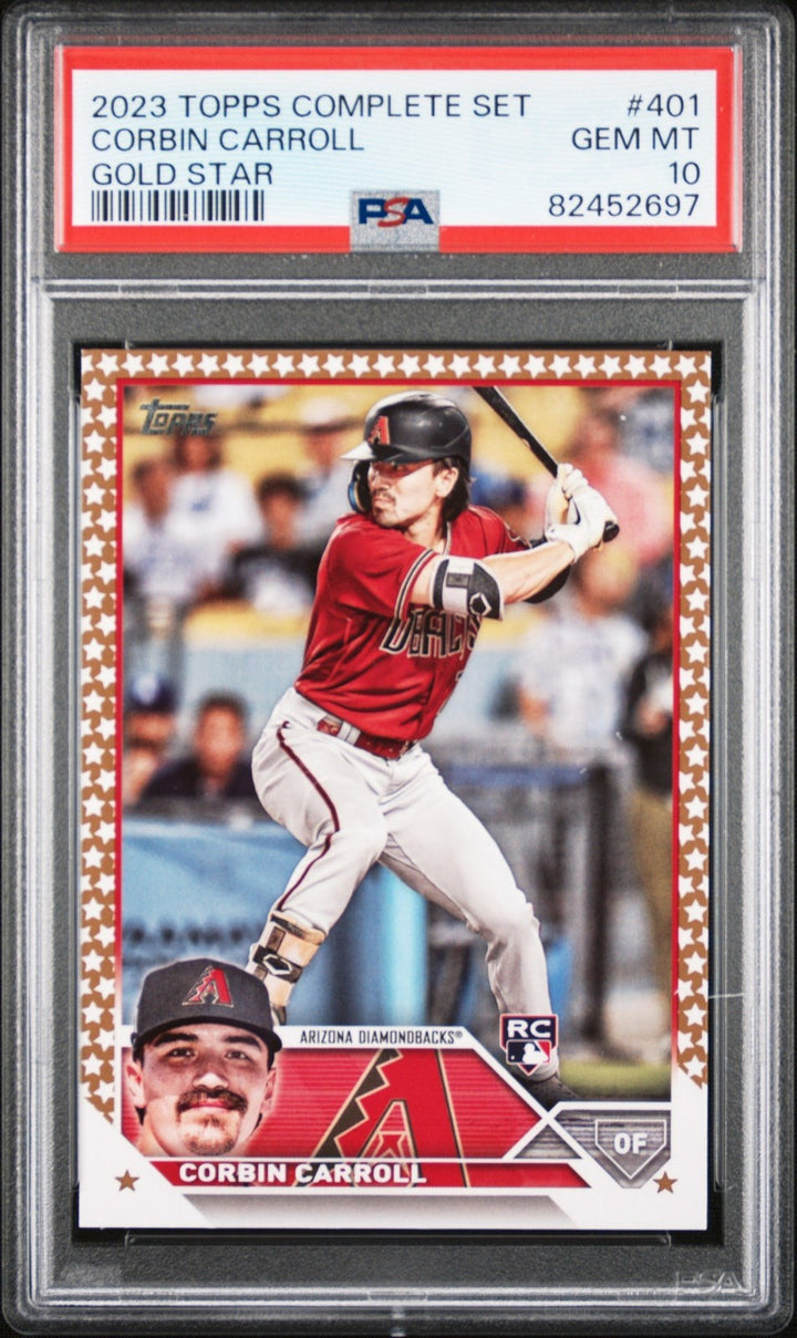 Graded 2023 Topps Corbin Carroll #401 Gold Star Rookie RC Card PSA 10