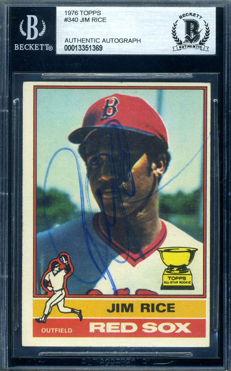 Jim Rice Beckett BAS Signed 1976 Topps Autograph