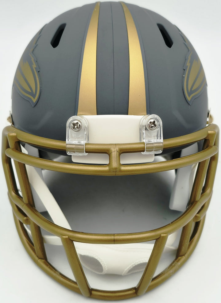 Derrick Henry Signed Ravens Slate Gray Speed Mini Helmet Beckett Witness