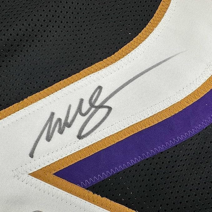 Framed Autographed/Signed Willis McGahee 35x39 Baltimore Black Jersey COA