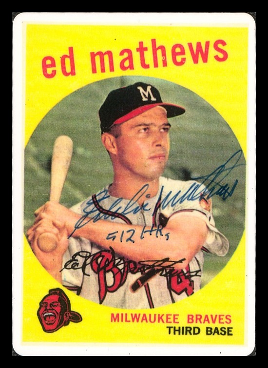Eddie Mathews Signed Porcelain Baseball Card Set Milwaukee Braves 3 Signed