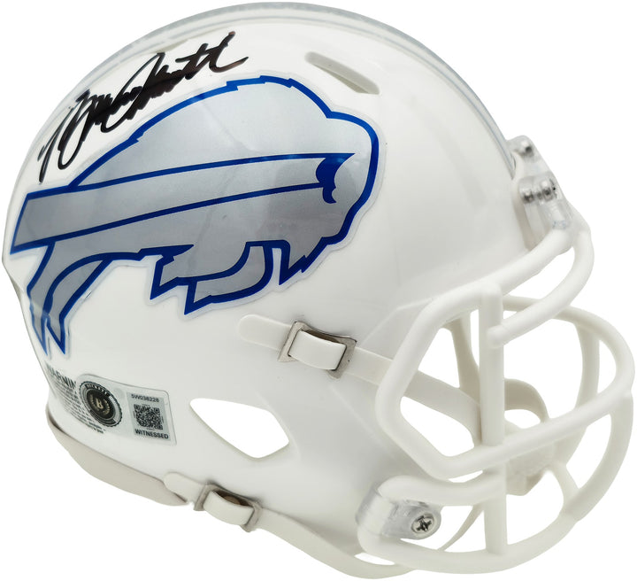 Bruce Smith Signed Buffalo Bills White Rivalries Speed Mini Helmet Beckett Wit