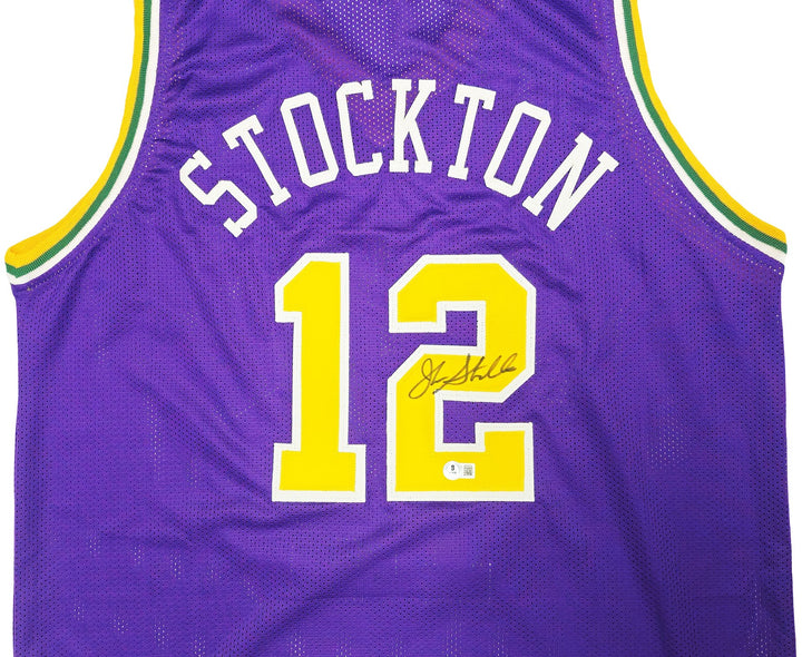 Utah Jazz John Stockton Signed Purple Jersey Beckett Witness