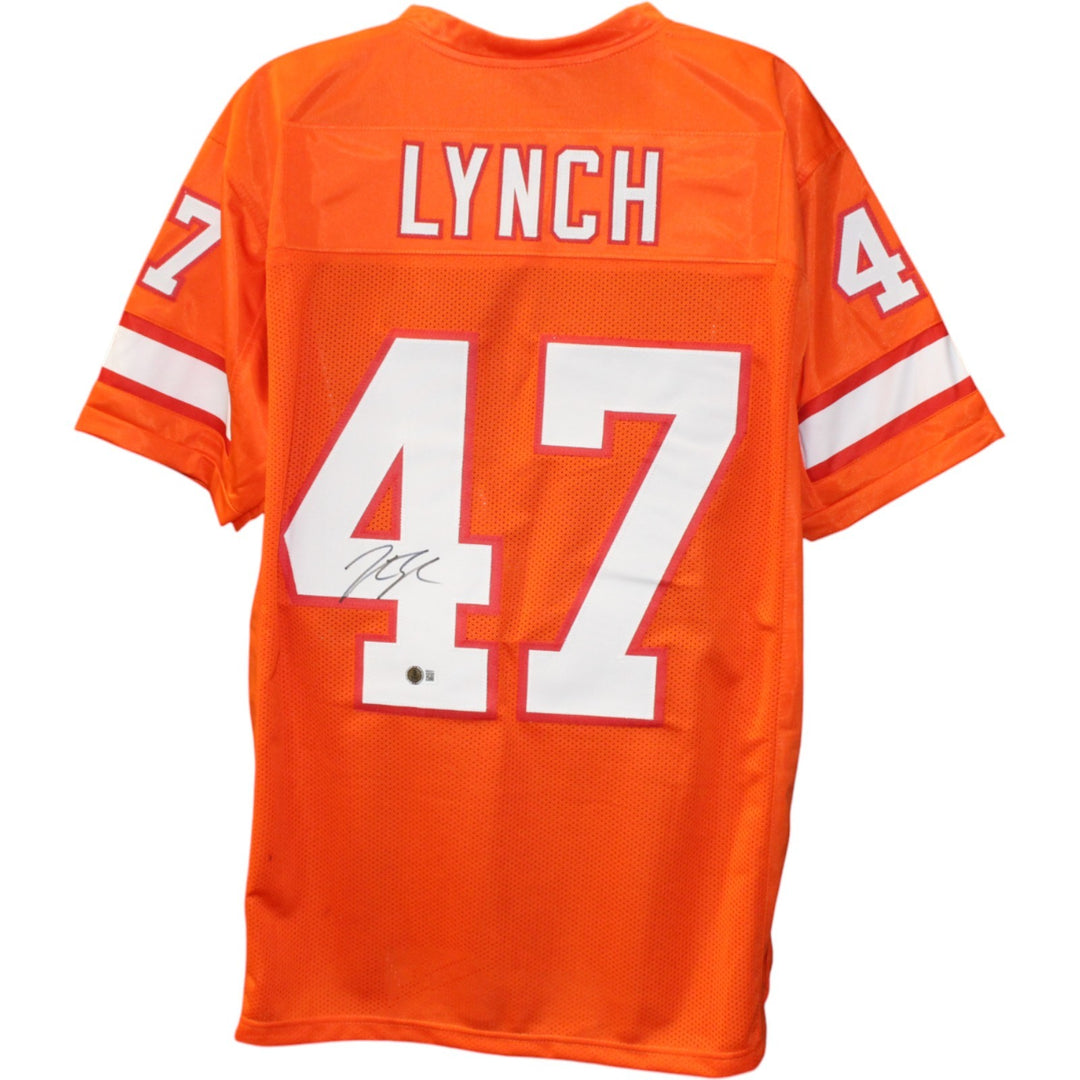John Lynch Autographed Pro Style TB Orange XL Jersey Beckett Witness 51438