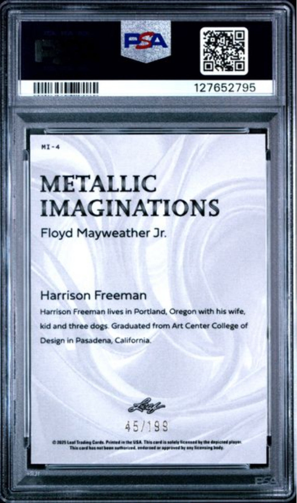 Graded 2025 Leaf Floyd Mayweather Jr #MI4 Metallic Series 2 Red /199 Card PSA 10