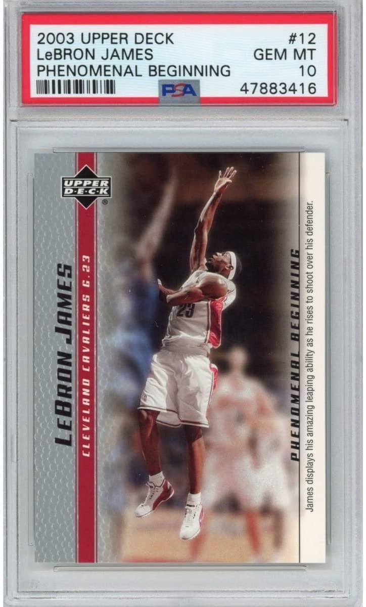 Graded 2003 UD LeBron James #12 Phenomenal Beginning Rookie RC Card PSA 10