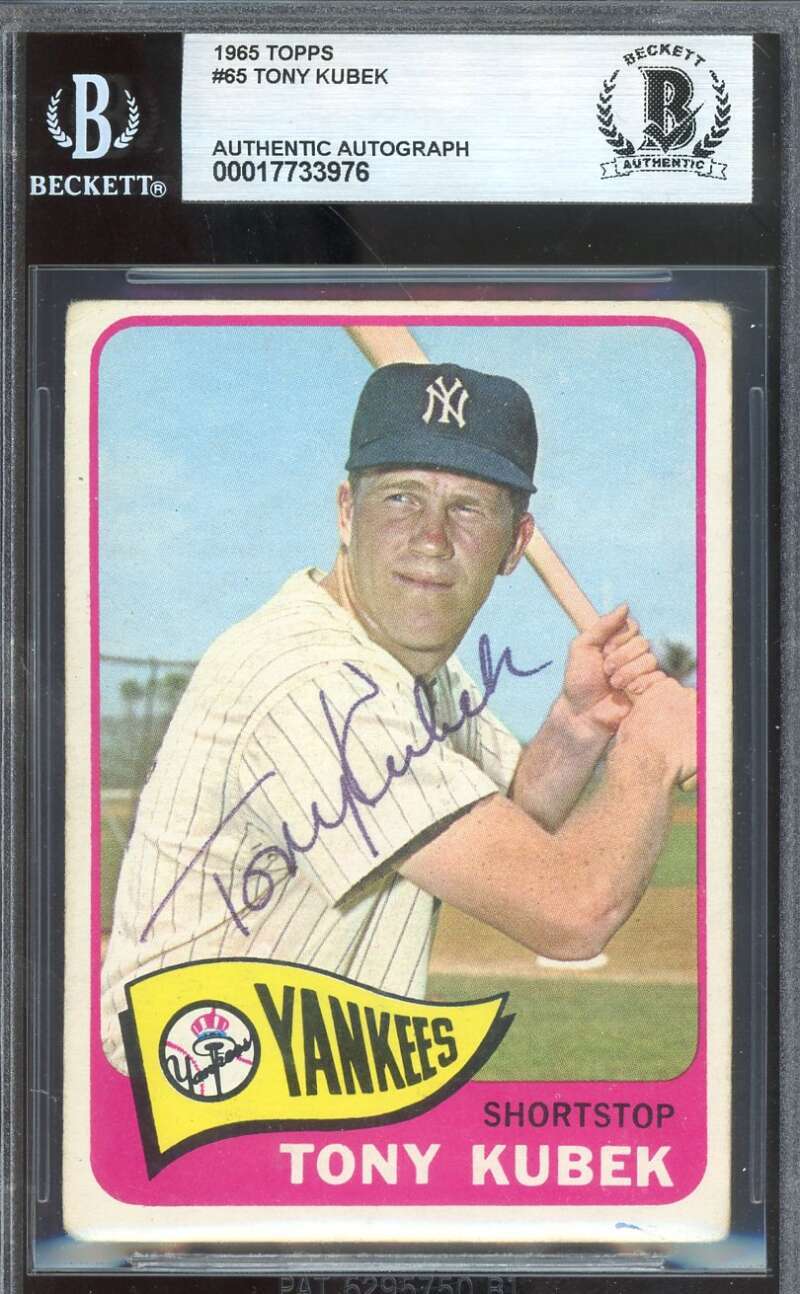 Tony Kubek Beckett BAS Vintage Signed 1965 Topps Autograph