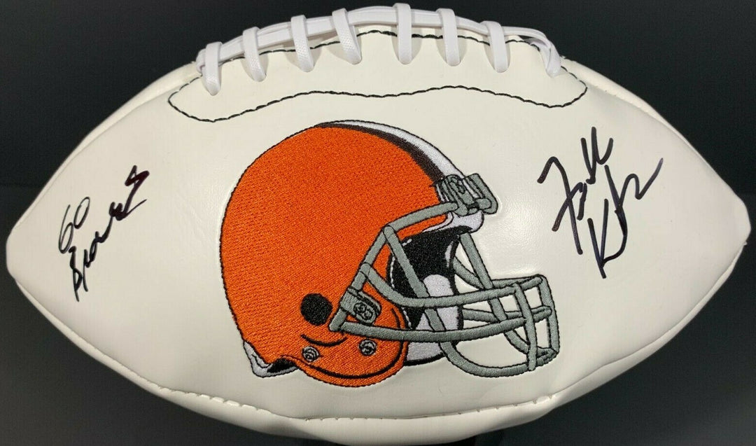 FREDDIE KITCHENS SIGNED AUTOGRAPHED CLEVELAND BROWNS FOOTBALL LOGO JSA !
