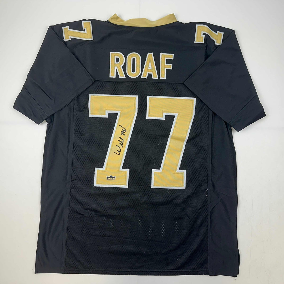 Facsimile Autographed Willie Roaf New Orleans Black Reprint Jersey Size Men's XL
