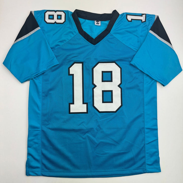 Autographed/Signed Jalen Coker Carolina Blue Football Jersey Beckett COA
