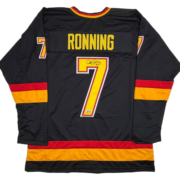 Autographed/Signed Cliff Ronning Vancouver Black Jersey Beckett BAS COA