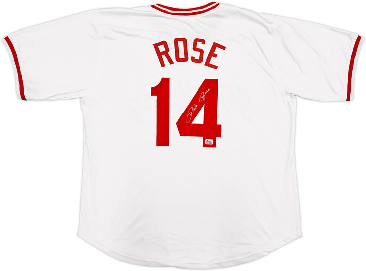 Cincinnati Reds Pete Rose Signed White & Red Baseball Jersey PR Holo