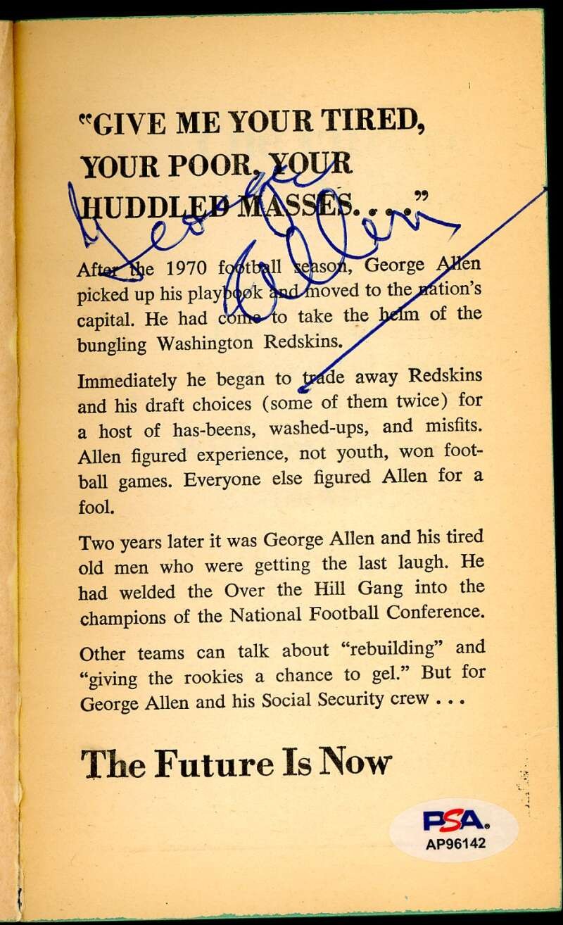 George Allen PSA DNA Autograph The Future Is Now Book Signed
