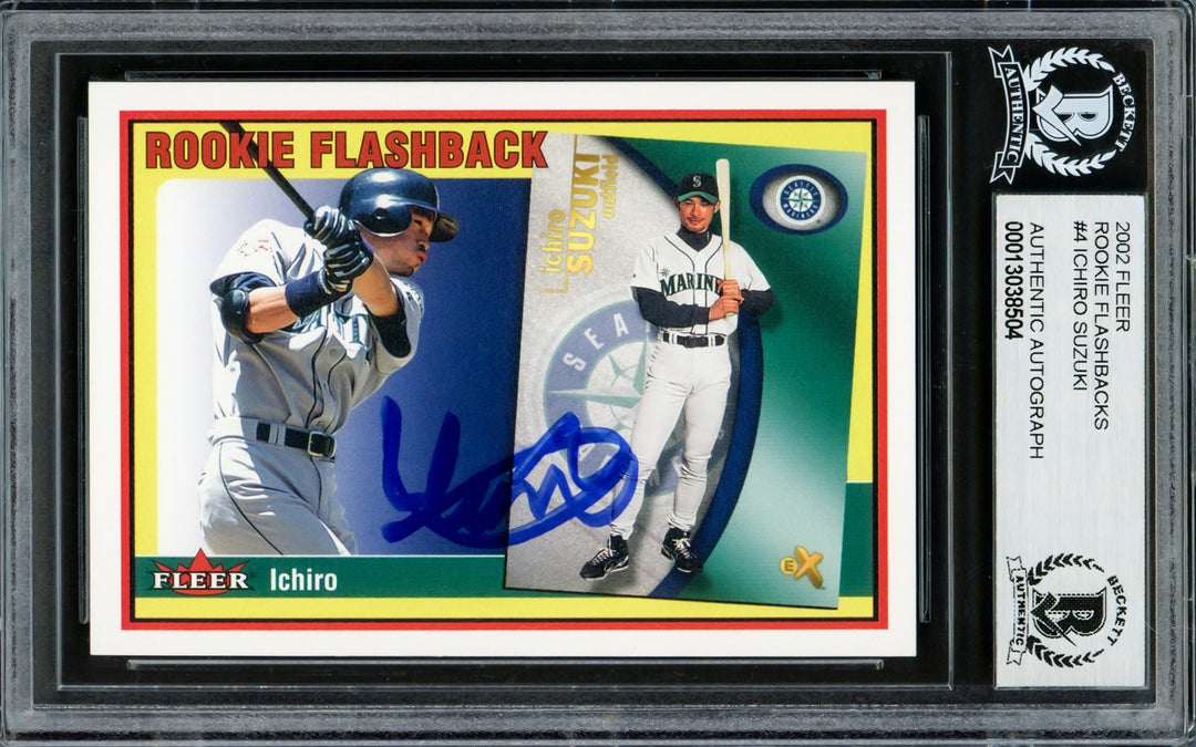 Ichiro Suzuki Signed 2002 Fleer Rookie Flashbacks Card 4 Mariners Beckett