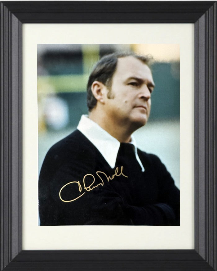 Chuck Noll signed Steelers 8x10 Photo minor dings Framed- Tuff Stuff LOA/HOF