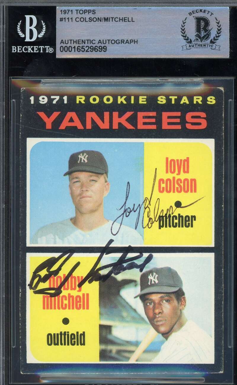 Loyd Colson Bobby Micthell Beckett BAS Signed 1971 Topps Rookie Stars Autograph