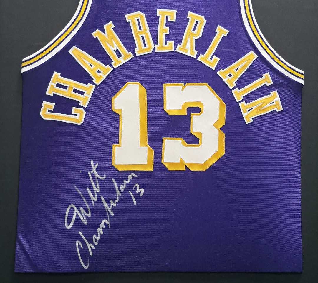 Lakers Wilt Chamberlain Signed Framed Purple Jersey PSA/DNA & Beckett #AE20862