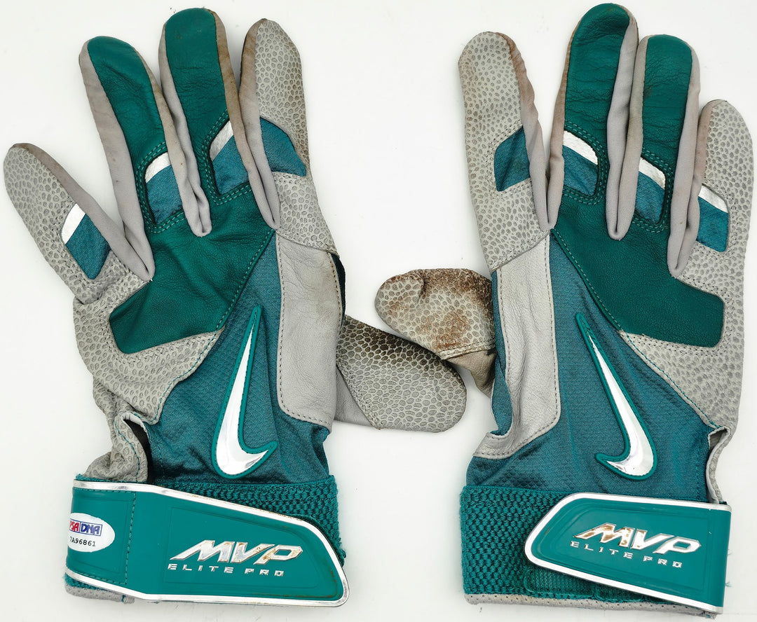 Robinson Cano Signed Teal & Gray Nike MVP Elite Pro Game Used Batting Gloves
