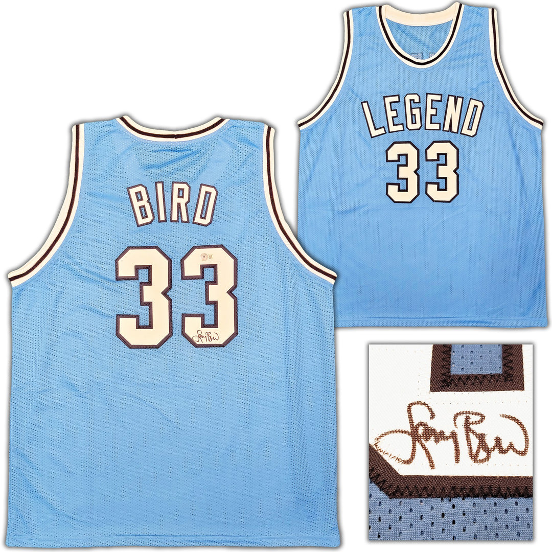Indiana State Sycamores Larry Bird Autographed Signed Baby Blue Jersey Beckett