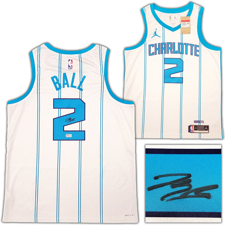 Charlotte Hornets LaMelo Ball Signed White Nike Swingman Jersey Size L Beckett