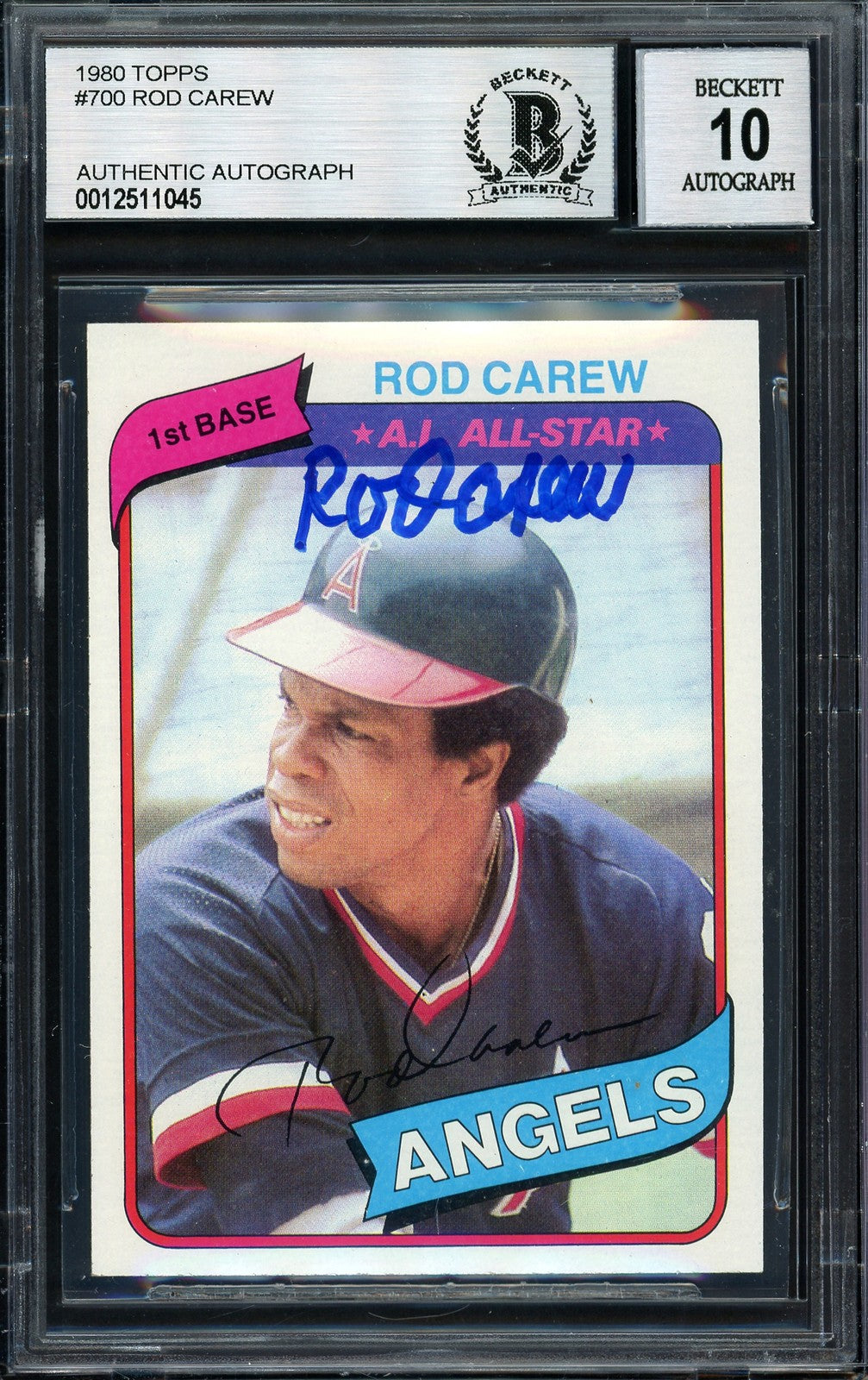 Rod Carew Auto 1980 Topps Card 700 California Angels Auto Top Auto 10 Beckett