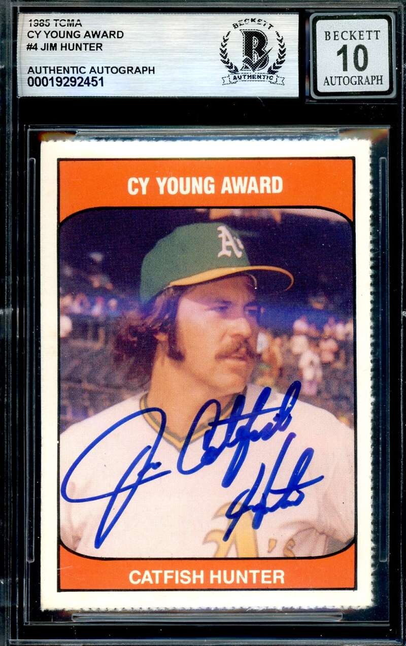 Jim Catfish Hunter Gem Mint 10 Beckett BAS Signed 1985 TCMA Cy Young Autograph