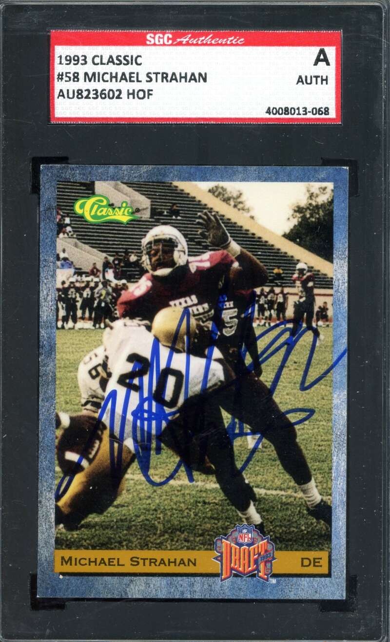 Michael Strahan SGC Coa Signed 1993 Classic Rookie Autograph