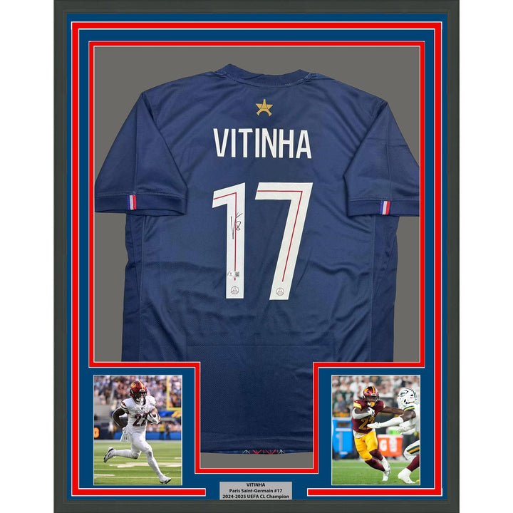 Framed Autographed/Signed Vitinha 35x39 PSG Paris Saint Germain Jersey COA