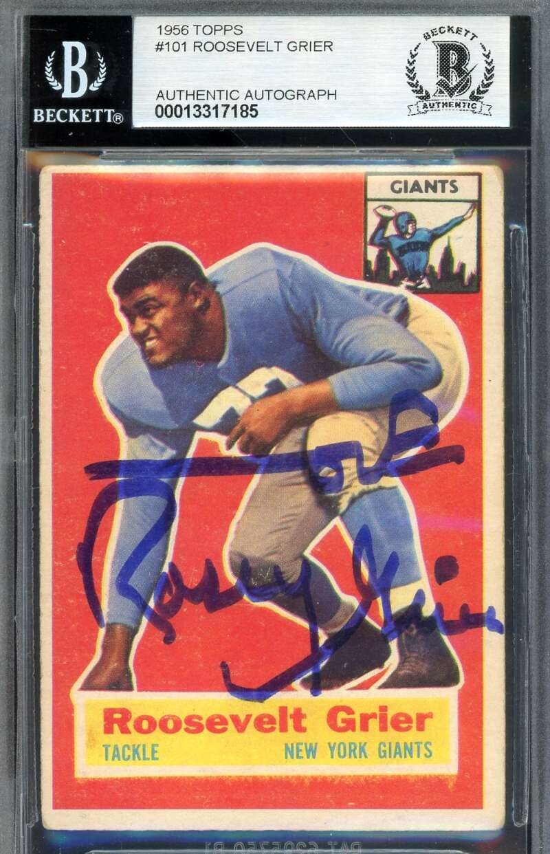 Roosevelt Grier Gem Mint 10 Beckett BAS Signed 1956 Topps Rookie Autograph