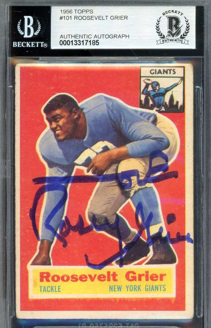 Roosevelt Grier Gem Mint 10 Beckett BAS Signed 1956 Topps Rookie Autograph