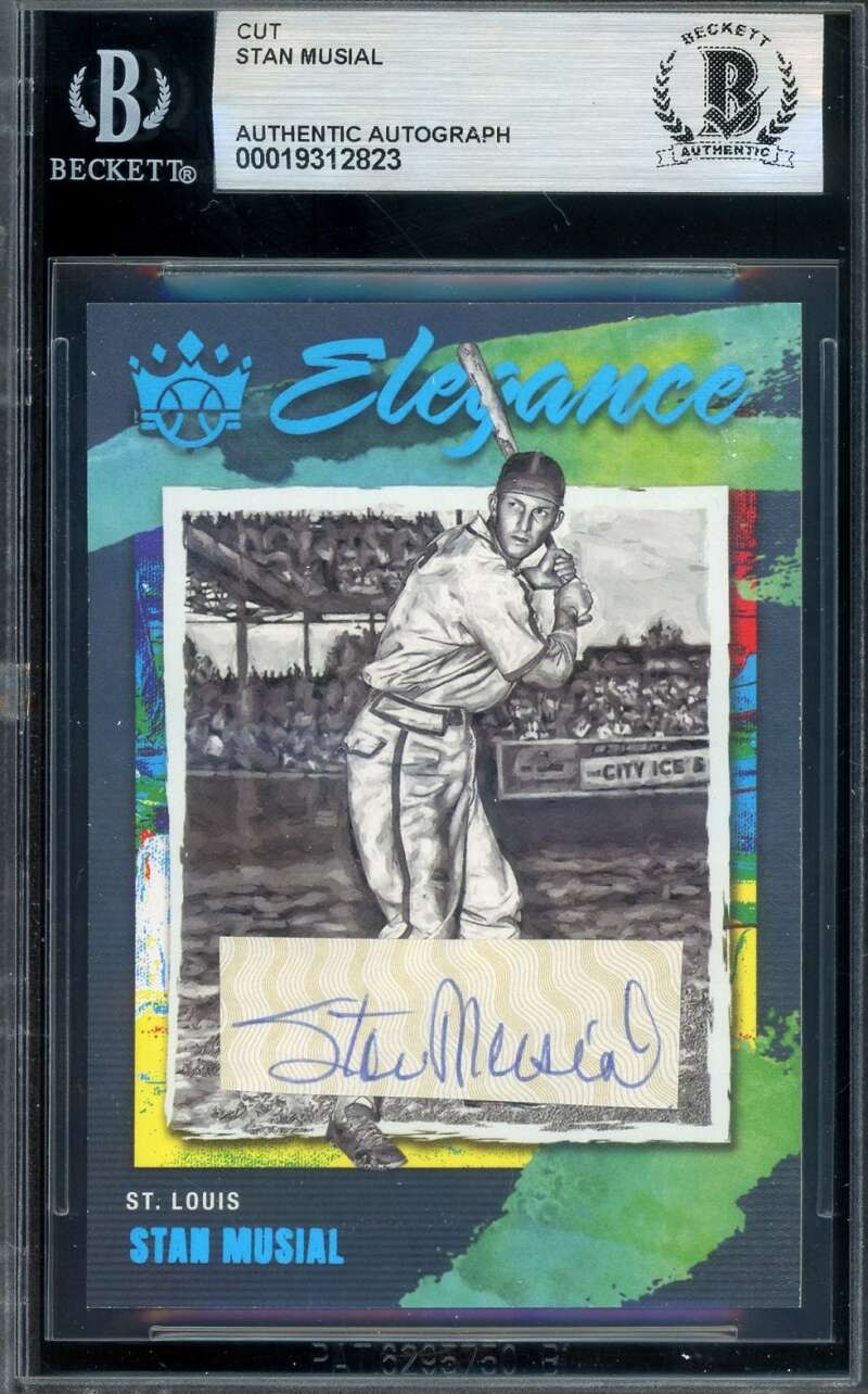 Stan Musial Beckett BAS Signed 2022 Panini Elegance Cut Autograph