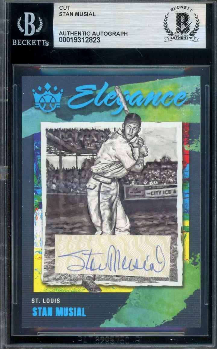 Stan Musial Beckett BAS Signed 2022 Panini Elegance Cut Autograph