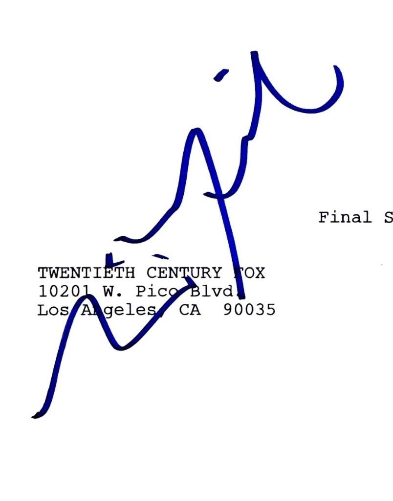 Director Tim Miller signed Deadpool script autograph (B) ~ Beckett BAS