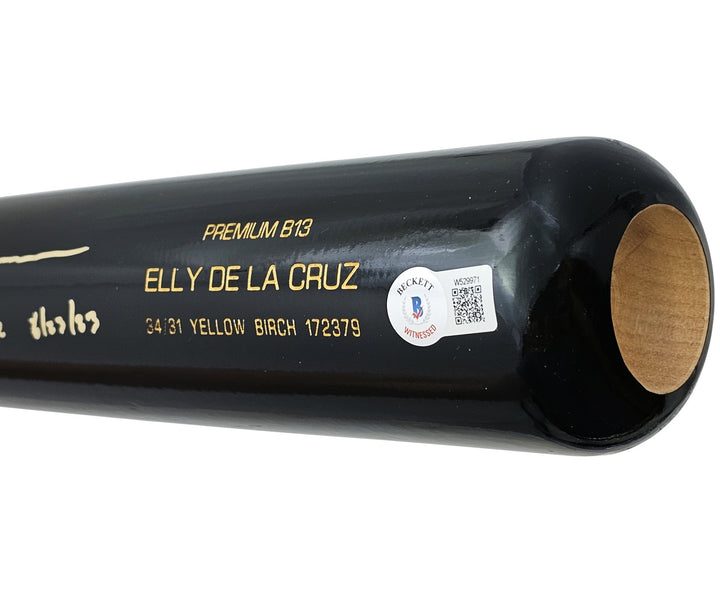 Elly De La Cruz Auto Black B45 Player Model Bat Reds "Cycle 6/23/23" Beckett Wit