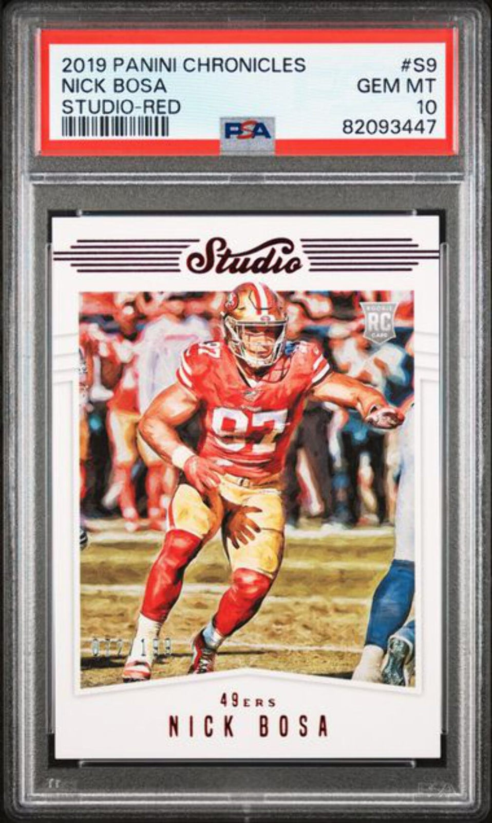 Graded 2019 Chronicles Nick Bosa #S9 Studio Red Rookie Football Card PSA 10