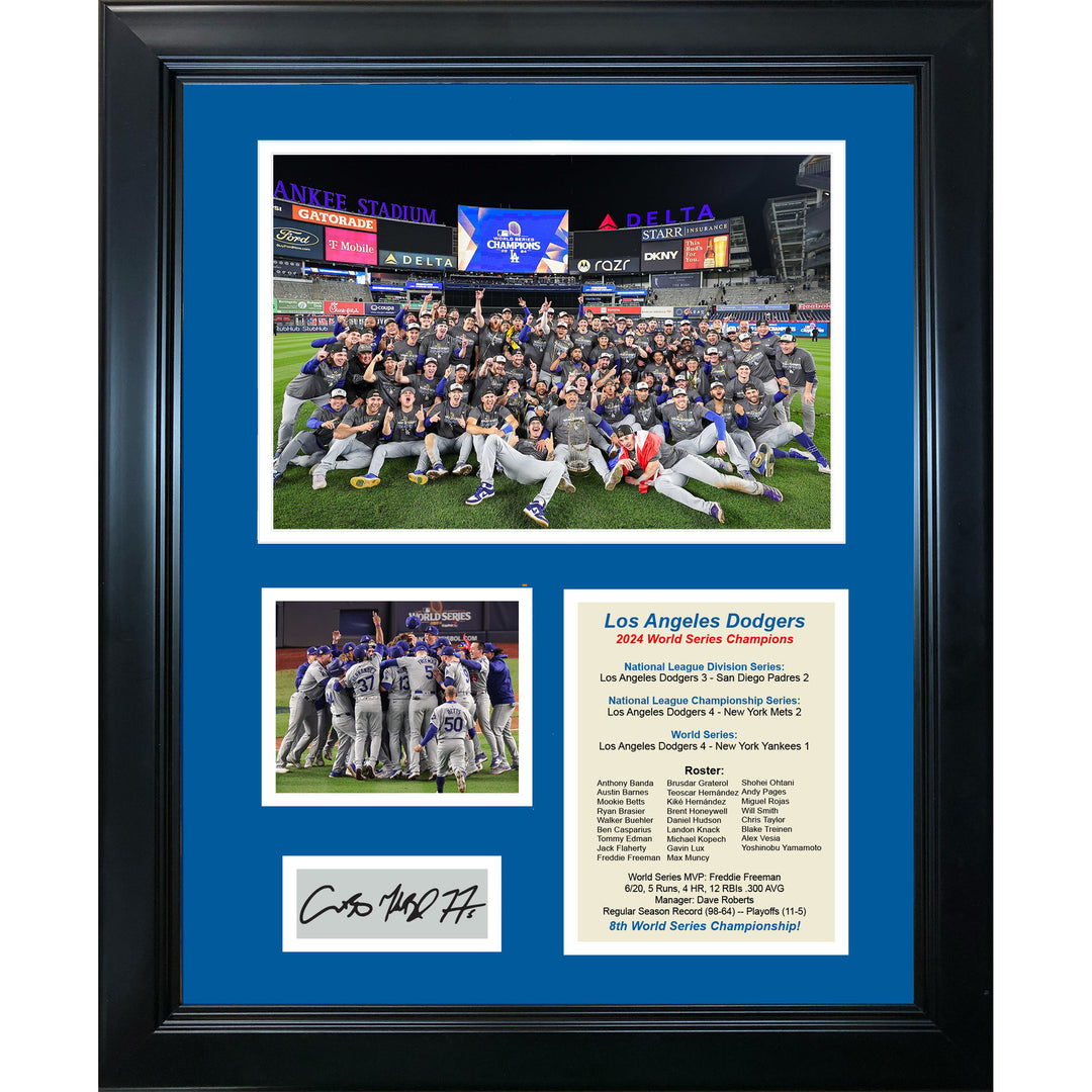 Framed Dodgers 2024 World Series Ohtani Betts Freeman Facsimile Auto 11x14 Photo