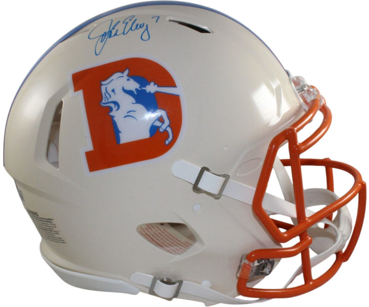John Elway Autographed Denver Broncos Authentic Retro Helmet Beckett WIT 55376