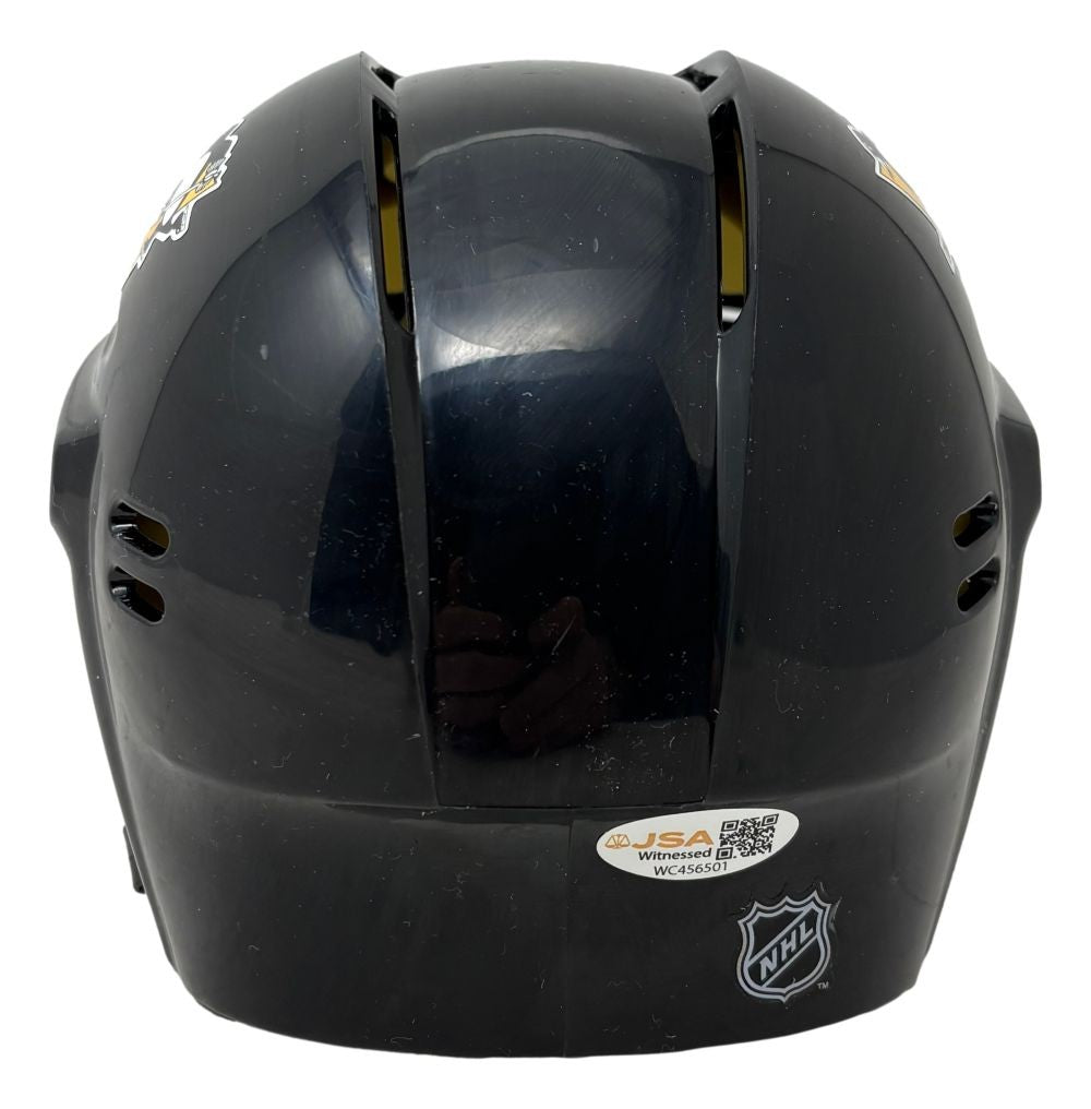 Jaromir Jagr Signed Pittsburgh Penguins Black Mini Helmet JSA QR