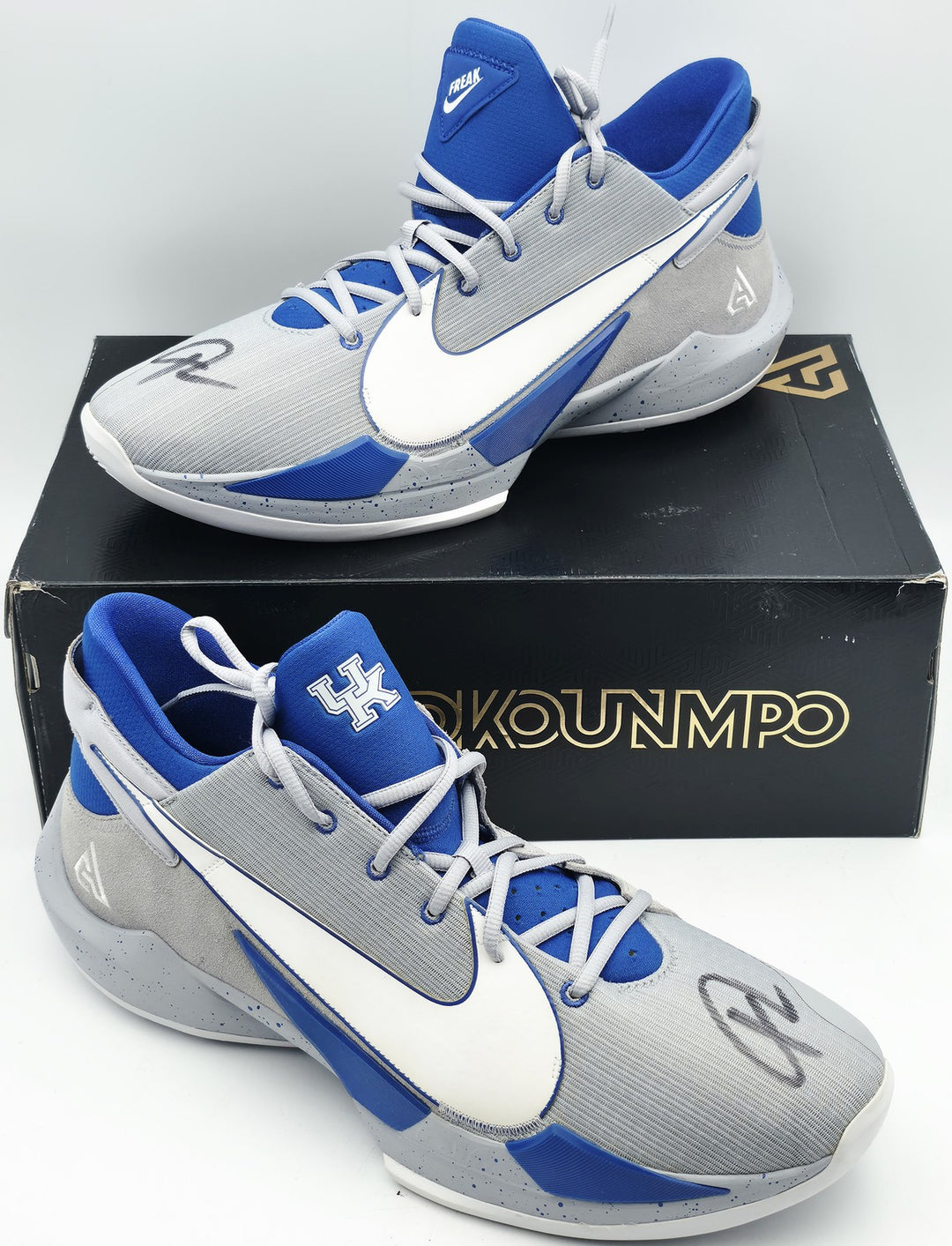 Giannis Auto 2021 (PE) Promo Kentucky Nike Zoom Freak 2 Game Shoes Sz 17 Beckett
