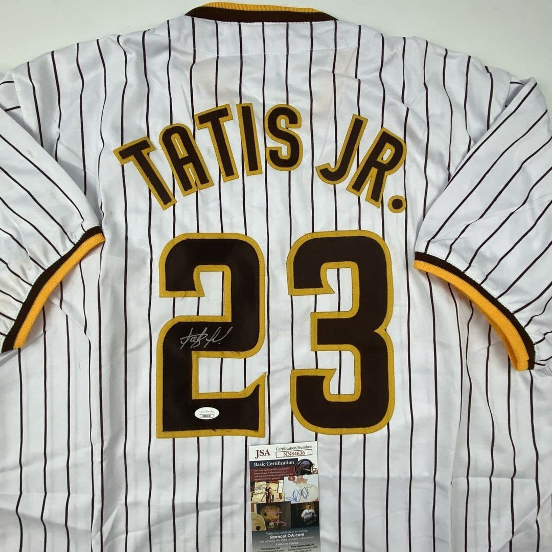 Autographed/Signed FERNANDO TATIS JR San Diego Pinstripe Jersey JSA COA