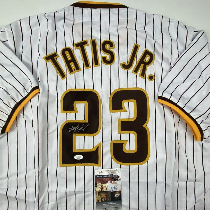 Autographed/Signed FERNANDO TATIS JR San Diego Pinstripe Jersey JSA COA