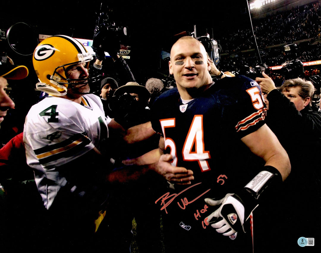 Brian Urlacher Signed 16x20 Photo Chicago Bears "HOF 18" Beckett BAS Witness