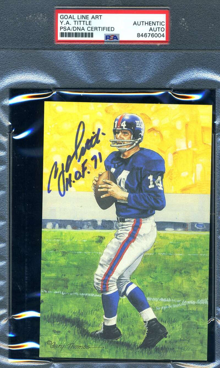 YA Tittle PSA DNA Slabbed Signed Goal Line Art Card Autograph GLAC