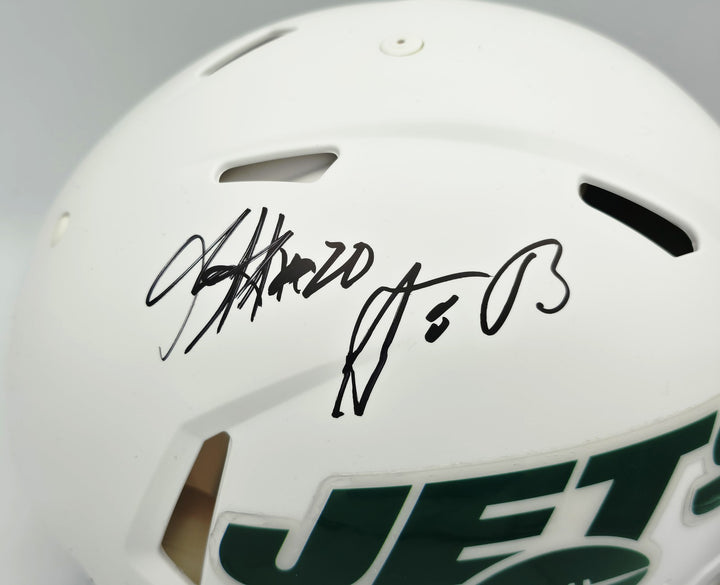 Aaron Rodgers, Breece Hall Auto Jets Flat White Full Size Speed Authentic Helmet