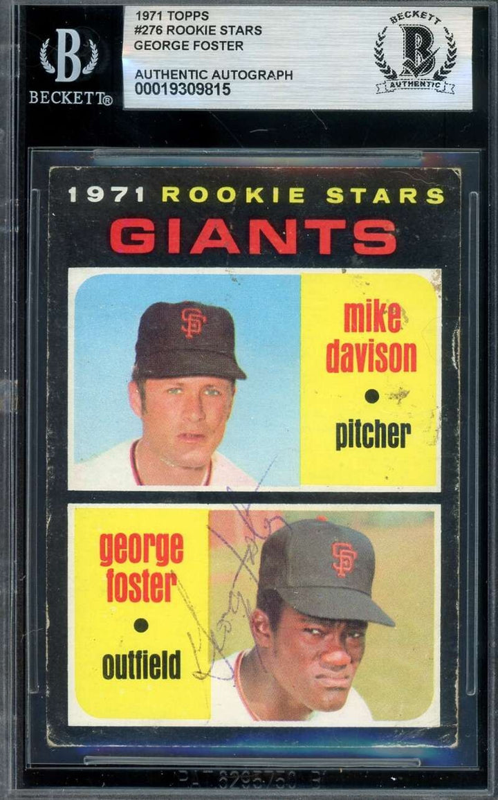 George Foster Beckett BAS Vintage Signed 1971 Topps Rookie Stars Autograph