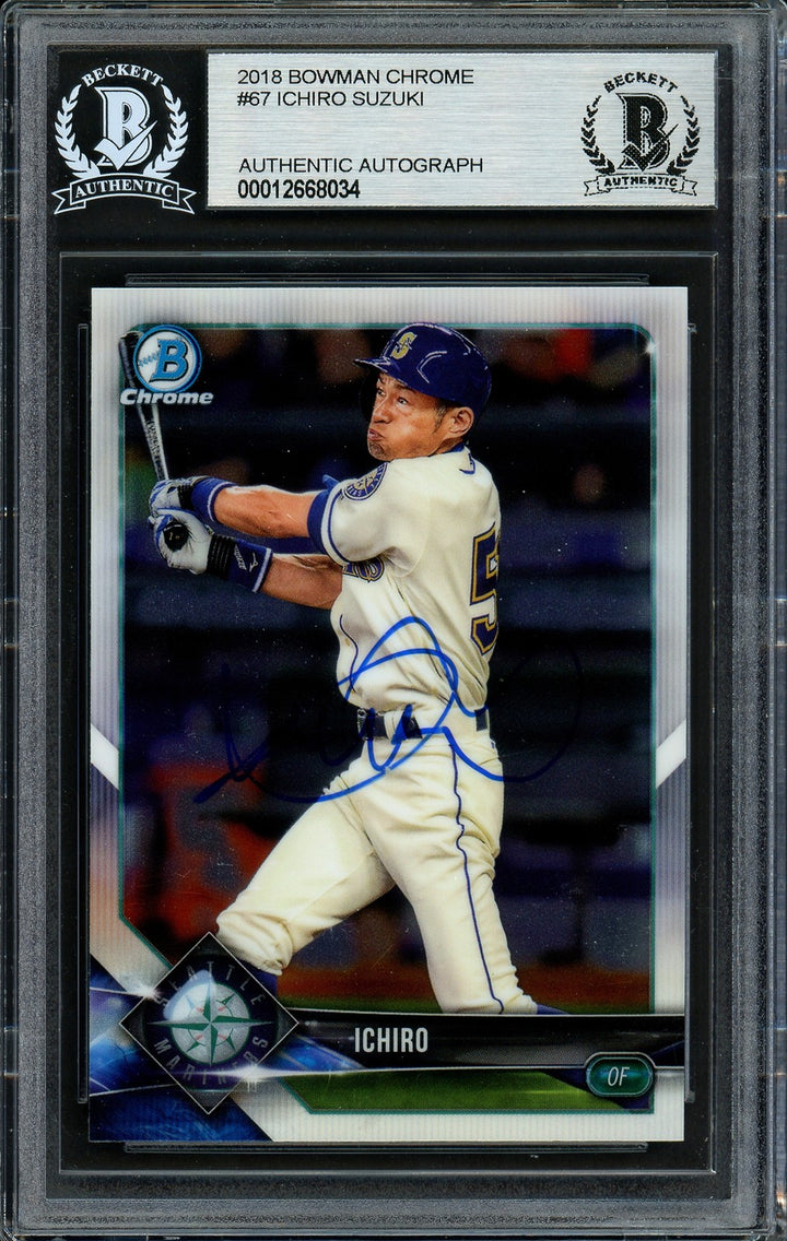 Ichiro Suzuki Signed 2018 Bowman Chrome Card 67 Mariners Beckett #12668034