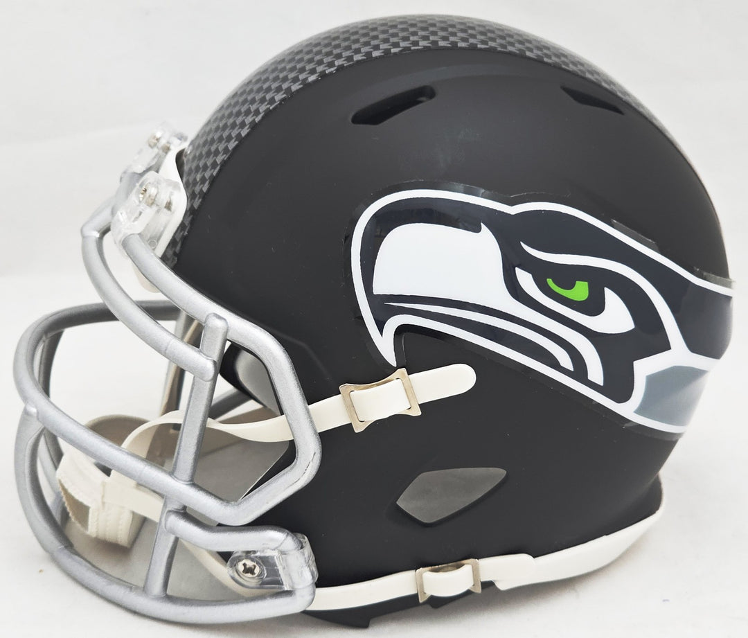 Chris Carson Signed Seahawks Flat Matte Black Speed Mini Helmet Fanatics Holo